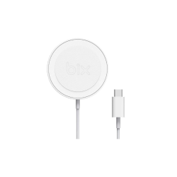 Bix BXMG15 15W Manyetik Magsafe iPhone 12 - 15 ve Airpods Uyumlu Beyaz Kablosuz Şarj Cihazı 