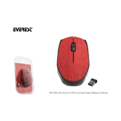 Everest KM-218 Kırmızı Kumaş Yüzey 2.4GHz Kablosuz Mouse - 4