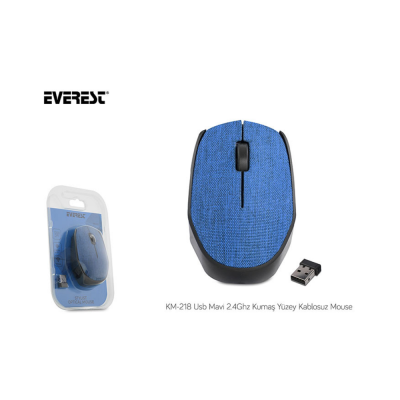 Everest KM-218 Mavi Kumaş Yüzey 2.4GHz Kablosuz Mouse - 6