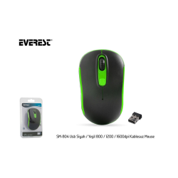 Everest SM-804 USB Siyah Yeşil Kablosuz Mouse - 5