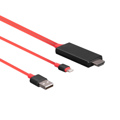 Hytech HY-XO53 Görüntü Aktarıcı Kırmızı/Siyah Lightning to HDMI USB 2m Mobil Telefon Uyumlu Kablo - 2