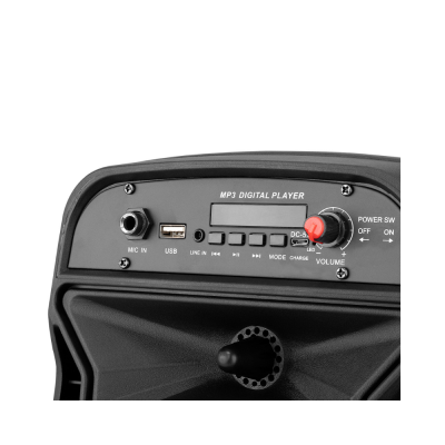 Mikado MD-814KP 15W, 3.7V1200mAh Siyah Kablolu Mikrofon AUX /USB/TF/Bluetooth FMli LED Işıklı Speaker - 5