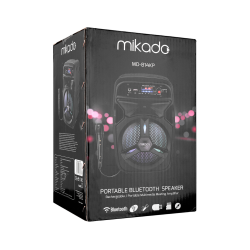 Mikado MD-814KP 15W, 3.7V1200mAh Siyah Kablolu Mikrofon AUX /USB/TF/Bluetooth FMli LED Işıklı Speaker - 6
