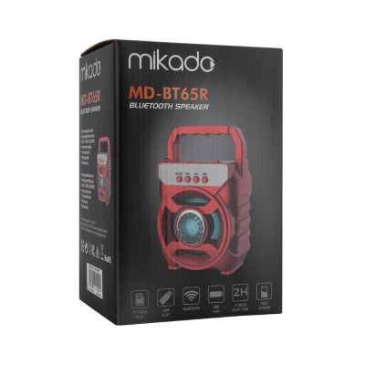 Mikado MD-BT65R 5W 800mAh 3.7V Kırmızı USB/TF Cart / Bluetooth Taşınabilir Speaker Hoparlör - 7