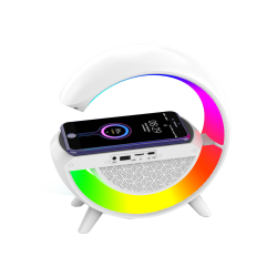 Mikado MD-G111 Beyaz 10W 1800mAh BT/TF/USB/15W Wireless Şarj RGB Işıklı Speaker - 2