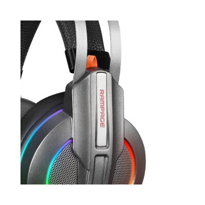 Rampage RM-K6 STARK PLUS USB 7.1 Double RGB Efektli Metalik Gri Surround Gaming Oyuncu Mikrofonlu Kulaklık - 6