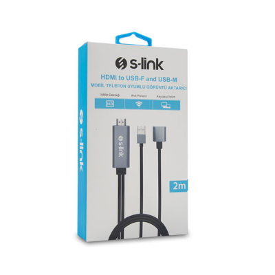 S-Link SL-IPH25 HDMI to USB-F 2m Mobil Telefon Uyumlu Görüntü Aktarıcı Kablo - 2