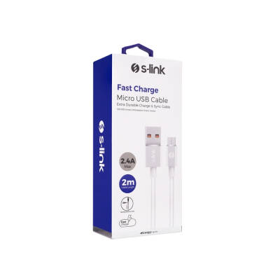 S-link Swapp SW-C508 2m 2.4A Usb to Micro Usb Beyaz Data Sarj Kablosu - 2