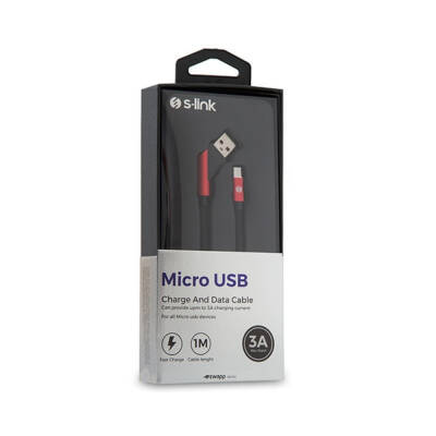 S-link Swapp SW-C570 1M 3A Micro Usb Çapraz Uçlu Siyah/Kırmızı Şarj Kablosu - 2