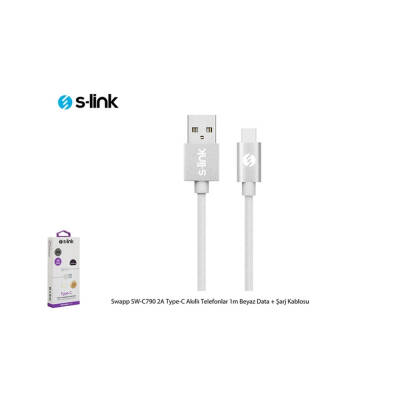 S-link Swapp SW-C790 2A Type-C Akıllı Telefonlar 1m Beyaz Data Şarj Kablosu - 4