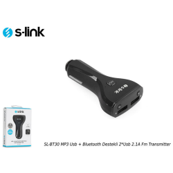 S-Link SL-BT30 MP3 Usb Bluetooth Destekli 2*Usb 2.1A Fm Transmitter - 4