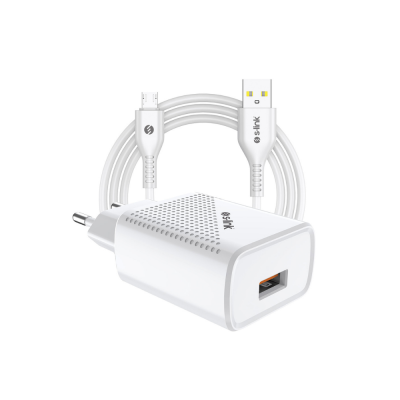 S-Link SL-EC40M 5V 2400MA Micro USB Kablolu Kablolu Beyaz Ev Şarj Adaptörü - 1