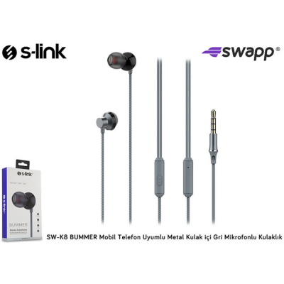 S-Link SW-K8 BUMMER Metal Kulak İçi Gri Mikrofonlu Kulaklık - 3